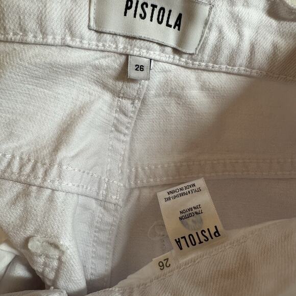 Pistola Jeans Women 26 White Distressed Ankle Frayed Raw Hem Mid Rise Mom Jeans - Picture 8 of 8